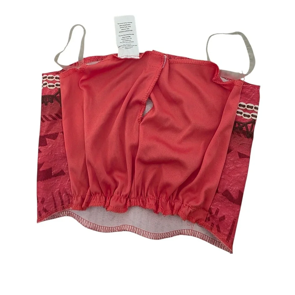 Disney Moana Costume Set Jakks Pacific Tribal Print Girls Size 4-6X Red - Picture 8 of 16
